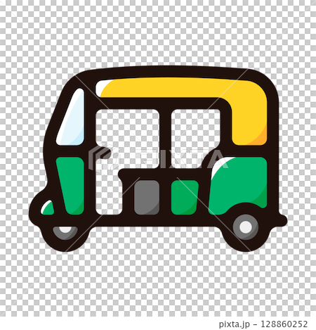 Autorickshaw illustration icon (India, tourism, transportation material) 128860252