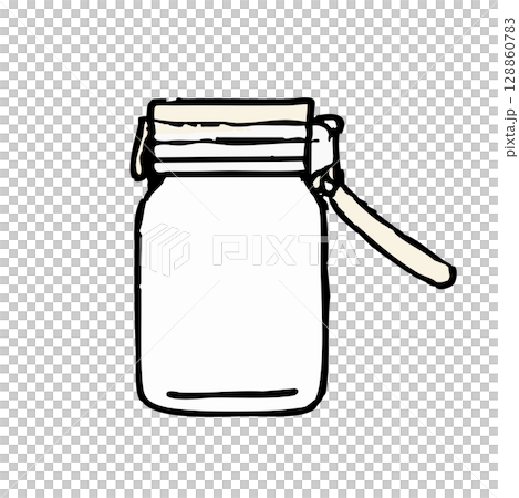 Hand-drawn style open storage jar illustration 128860783