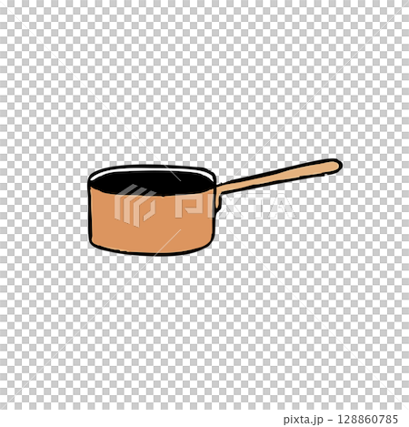 Hand-drawn copper saucepan illustration 128860785