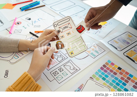 Creative UX UI Design Process with Wireframes and Prototypes for Mobile App Development 128861082