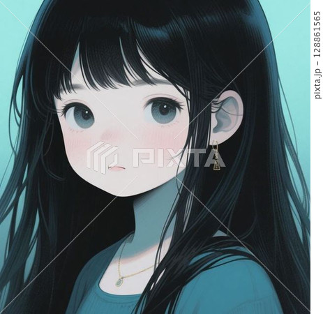 淋しげな表情の女の子 128861565