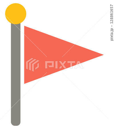 赤いフラッグのシルエットアイコンイラスト 128861657
