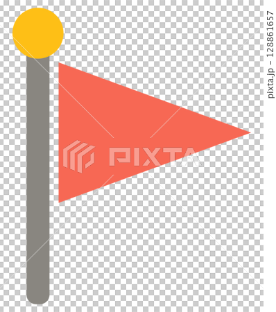 赤いフラッグのシルエットアイコンイラスト 128861657