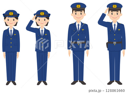警察官男女全身その1 警察官男女全身その1 128861660