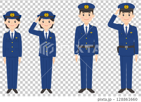 Police officer male and female full body part 1 128861660