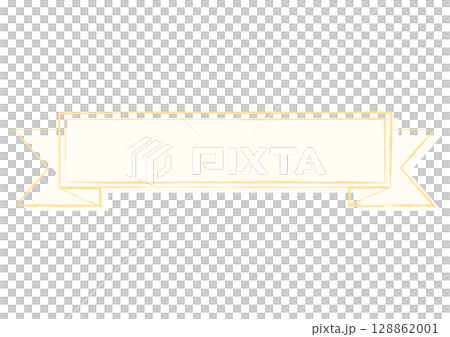 Yellow rough hand drawn ribbon banner frame 128862001