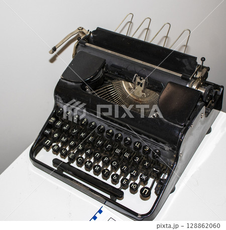 Old, obsolete, vintage, russian typewriter 128862060