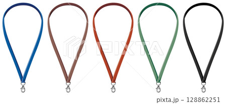 カニカン付きネックストラップのベクターイラスト素材ビジネス用カラバリセット 128862251
