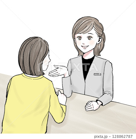 イラスト素材：相談・ビジネス・女性 128862787