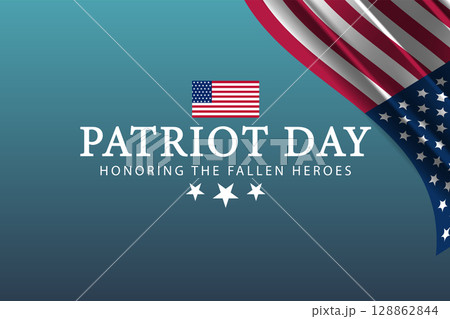 Honoring Fallen Heroes on Patriot Day with USA Flag Wave and Stars Honoring Fallen Heroes on Patriot Day with USA Flag Wave and Stars 128862844