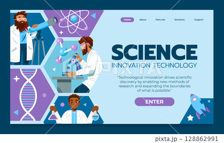 Flat Educational Science Lab Landing Page Flat Educational Science Lab Landing Page 128862991
