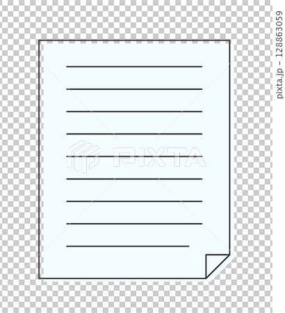 シンプルなめくれた紙のアイコン - 罫線や文字のような線が入った書類･メモ･便せんの素材 - 4:5 128863059