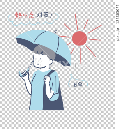 撐著陽傘走路的女人的插圖素材 撐著陽傘走路的女人的插圖素材 128863075