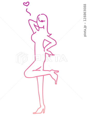 セクシーなポーズをする女性のシルエット 128863088