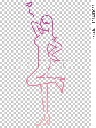 セクシーなポーズをする女性のシルエット 128863088