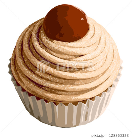栗が乗ったモンブランのイラスト 128863328