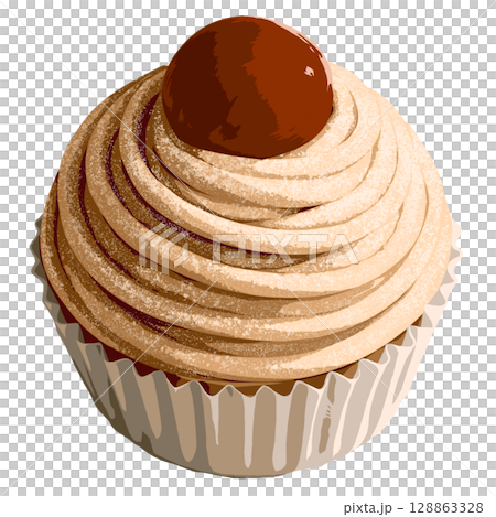 栗が乗ったモンブランのイラスト 128863328