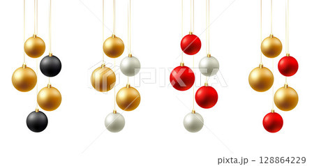 Color Christmas Baubles set isolated on white background. 128864229