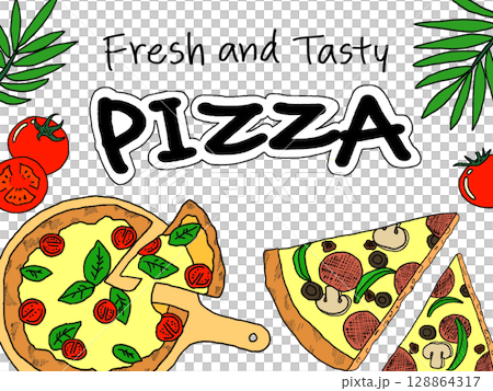 Colorful illustration of stylish pizza Colorful illustration of stylish pizza 128864317