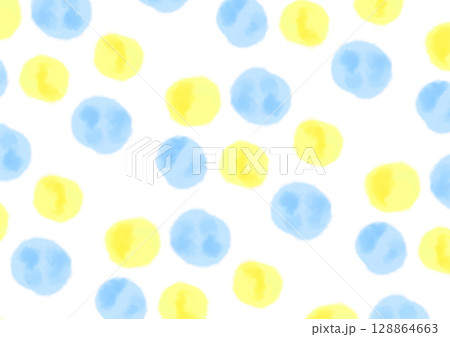 水彩で描いたシンプルな水玉の背景  ブルー 128864663