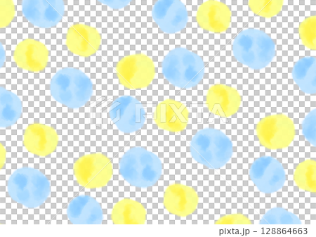 水彩で描いたシンプルな水玉の背景  ブルー 128864663