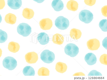 水彩で描いたシンプルな水玉模様の背景 ブルー 128864664