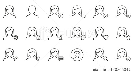User Profile Management Icon Set. User Interaction, Privacy, And Account Settings Outline Symbol Collection. Add, Remove, Edit And Security Concept. Editable Stroke. Isolated Vector Illustration User Profile Management Icon Set. User Interaction, Privacy, And Account Settings Outline Symbol Collection. Add, Remove, Edit And Security Concept. Editable Stroke. Isolated Vector Illustration 128865047