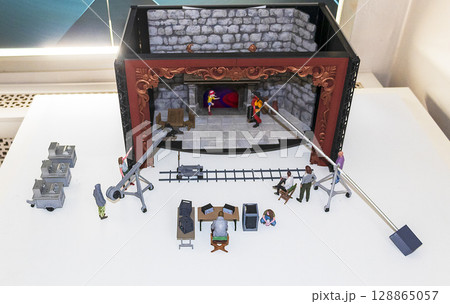 Miniature showing how cinematography works and movies are made Miniature showing how cinematography works and movies are made 128865057