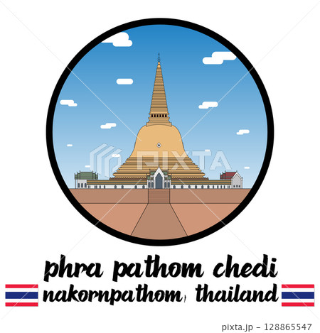 Circle Icon Phra Pathom Chedi. Vector illustration Circle Icon Phra Pathom Chedi. Vector illustration 128865547