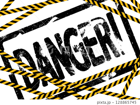 DANGERのかすれたロゴ入りトラテープの禁止背景 DANGERのかすれたロゴ入りトラテープの禁止背景 128865745