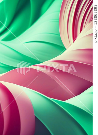 Curves and waves of soft pastel greens and pinks intertwine, creating a soothing visual experience that evokes a sense of calm and serenity Generative AI 128865895