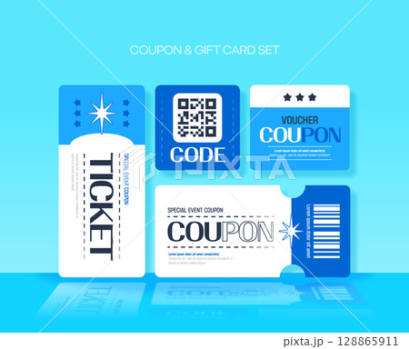 Coupon gift certificate ticket object Coupon gift certificate ticket object 128865911