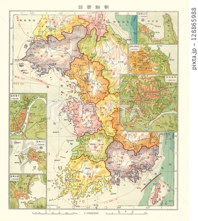 古地図　1920年の朝鮮半島（日本統治時代） 128865988