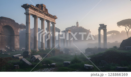 ancient temple in evening 128866169