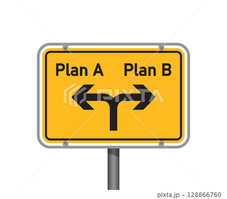 yellow traffic sign with words plan A and plan b isolated vector illustration 128866760