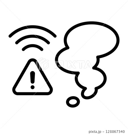 煙感センサーのアイコン。煙を感知してアラートを出しています。 128867340