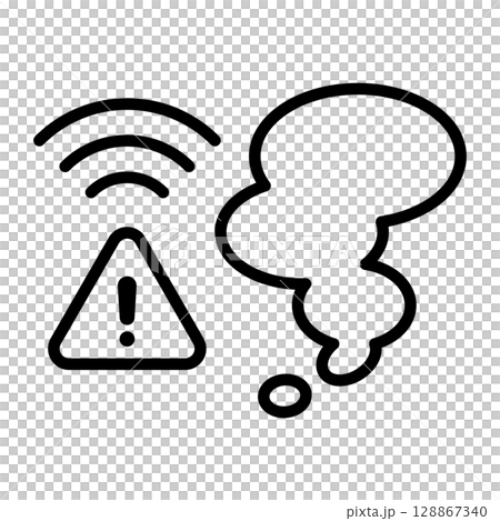 煙感センサーのアイコン。煙を感知してアラートを出しています。 128867340