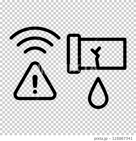 Water leak sensor icon. It detects a water leak and issues an alert. 128867341