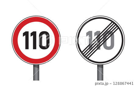 traffic signs set speed limit 110 isolated vector illustration 128867441