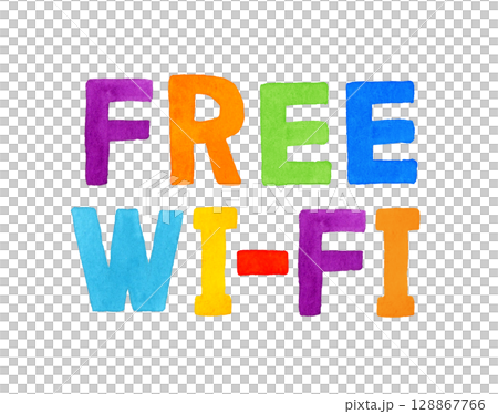 FREE WI-FI(フリーワイファイ)のカラフルな手書き文字 FREE WI-FI(フリーワイファイ)のカラフルな手書き文字 128867766