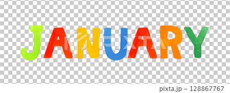 JANUARY(ジャニュアリー・1月)のカラフルな手書き文字 JANUARY(ジャニュアリー・1月)のカラフルな手書き文字 128867767