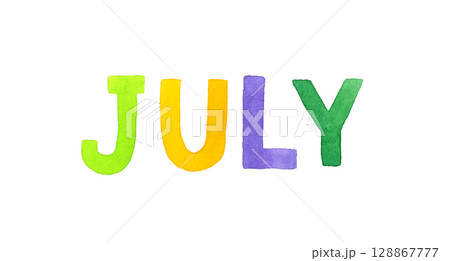 JULY(ジュライ・7月)のカラフルな手書き文字 JULY(ジュライ・7月)のカラフルな手書き文字 128867777