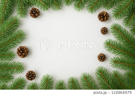 Elegant Winter Background with Green Pine and Space Elegant Winter Background with Green Pine and Space 128868979