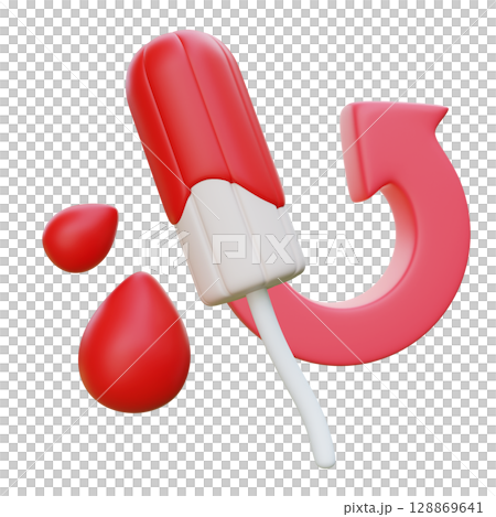 cartoon style menstruation Menstrual cycle with tampon and blood drop 3D graphic 128869641