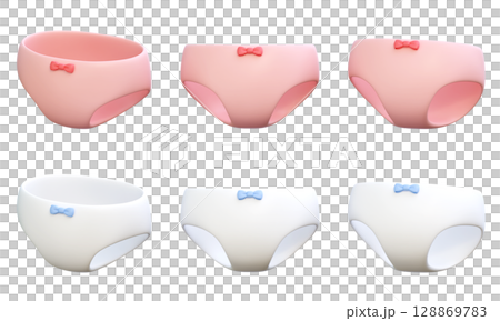 cartoon style cute panty underwear with bow 3D graphic 128869783