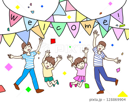 イベントでジャンプする家族 128869904