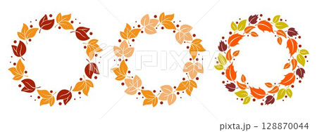 Aesthetics fall wreaths of colorful foliage and berries 128870044