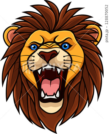 Lion head roar on white background Lion head roar on white background 128870052