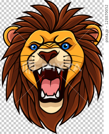 Lion head roar on white background Lion head roar on white background 128870052