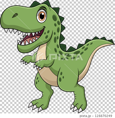 Cartoon happy tyrannosaurus rex 128870249